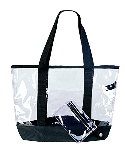 K-Cliffs Clear Tote Bag Large See Through Transparent Shopping Tote with Coin ID Pouch 20 Inch