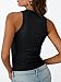 Trendy Queen Womens Tank Tops Summer Workout Racerback Ribbed Shirts Beach Vacation Outfits Spring Fashion Y2k Clothes Black M
