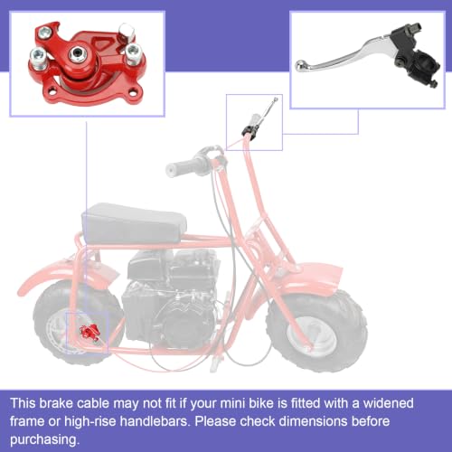 Image of Mini Bike Brake Lever Kit + Mini Bike Brake Caliper Replacement for Coleman CT100U CC100X Baja DB30 Motovox MBX10 MBX11 MMB80 MMB105 79cc 97cc 100cc Powersports Parts 61 inch Brake Cable