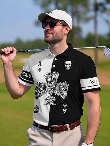 Image of PAGYMO Funny Golf Shirts for Men Crazy Printed Pattern Novelty Moisture Wicking Performance Mens Polo Shirt