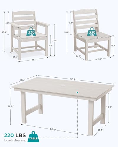 Image of SERWALL Outdoor Dining Sets for 10 Person, HDPE Dining Set with 2 Tables, 8 Armless Chairs and 2 Armed Dining Chairs, White