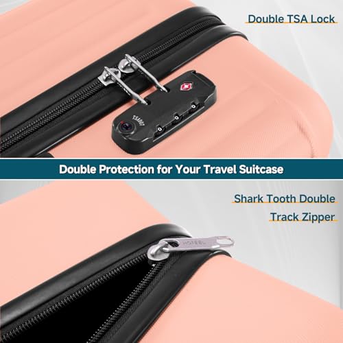 Image of Hoteel 20Inch Luggage 3-piece Set, 360 Universal Suitcases with Wheels Hard Shell Suitcase with TSA Lock, Including Waterproof Luggage Bag, Travel Maletas for Men and Women,Pink