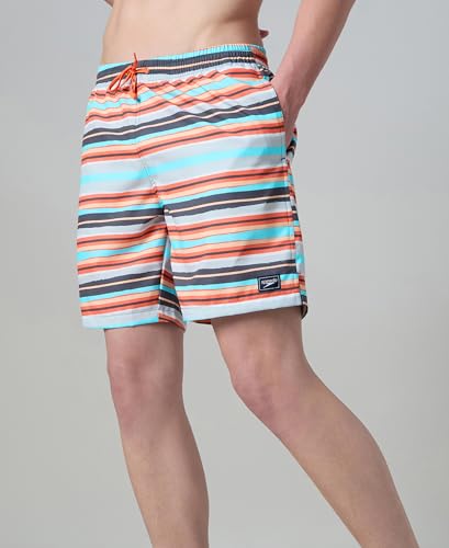 Image of Speedo Men's 4 Way Flex Essential Printed Watershorts with Side Pockets | Water Repellent | Internal Drawcord | Wide Waistband Swimming Trunks
