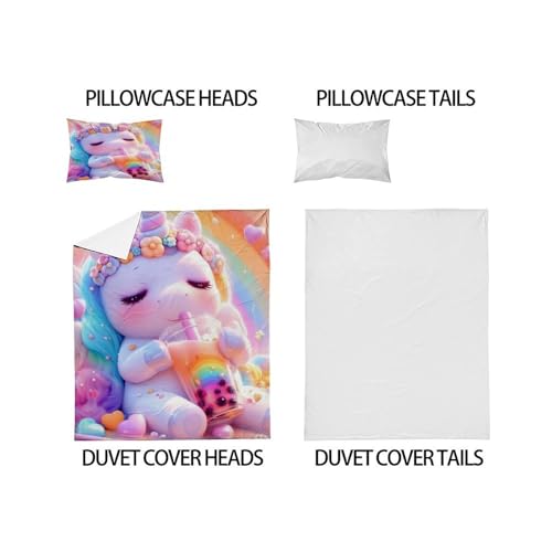 Parure housse de couette licorne 3D en cadeau idéal pour lit enfant - 5
