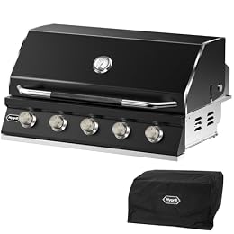 Hygrill STD Series 40-Inch Built In Grill, 5-Burner Grill Head, Black