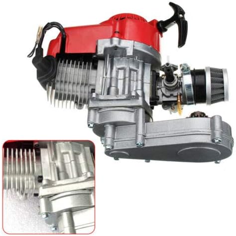 Miniatura 8 de Motor ATV Mini Dirt Bike de 49 cc de 2 tiempos con caja de cambios 11T T8F Sprocket Metal Recoil Racing Filtro de aire + manillar + cable del