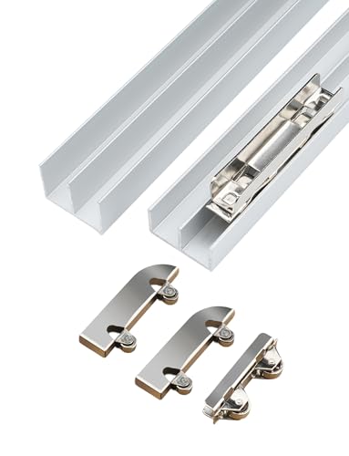 Riel de puerta corredera con sistema de polea para paneles de vidrio, solución de deslizamiento suave para puertas de armarios y armarios