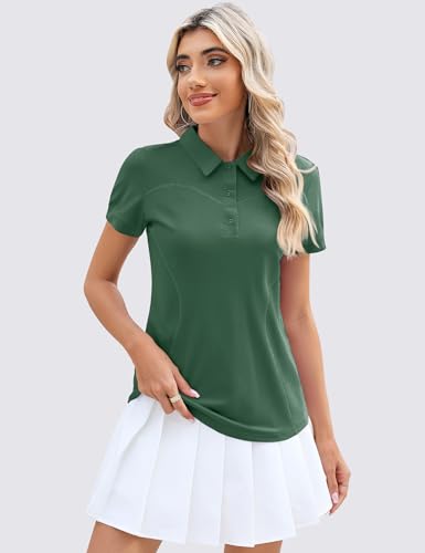 Image of TFSDOD Womens Golf Polo Shirts Collared Short Sleeve T Shirt Lightweight Moisture Wicking Polo Casual 3 Buttons Outfits