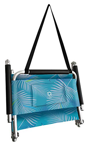 Image of Neso Beach Chairs - Lightweight, Portable and Foldable Recliner Beach Chairs for Park, Camping and Outdoor Adventures - with Slip Pockets and Shoulder Strap - 2 Pack - Aqua Fronds - Regular