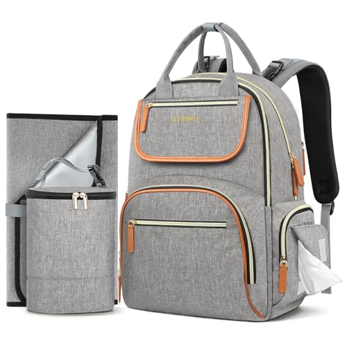 Image of ETRONIK Baby Diaper Bag Backpack, Travel Diaper Bag with Changing Pad, Multifunction Baby Backpack with Separate Insulted Bag and Stroller Straps, Large Baby Bag for Maternity Mom Travel Friendly-32L