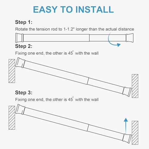 Image of Tension Rod 16 to 28 Inch, Goowin Small Tension Rod, 5 /8 inch Diameter No Drilling Expandable Short Tension Rods Spring Rods, Tension Rods for Closet, Cupboard, Hanging Clothes, 4 Pack, Black