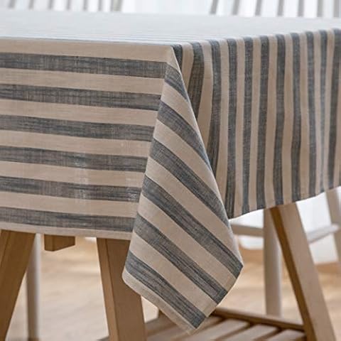 Aquazolax Fabric Tablecloth Weights 100% Natural Cotton Linen Square for Kitchen Restaurant Machine Washable Table Cover, 54" x 54", Blue Cover