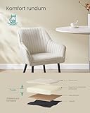 SONGMICS Esszimmerstuhl, Küchenstuhl, Sessel, Samt, Polsterstuhl mit Armlehnen, Loungesessel, bis 120 kg belastbar, Metallbeine, für Esszimmer, Küche, cappuccinobeige LDC087W01