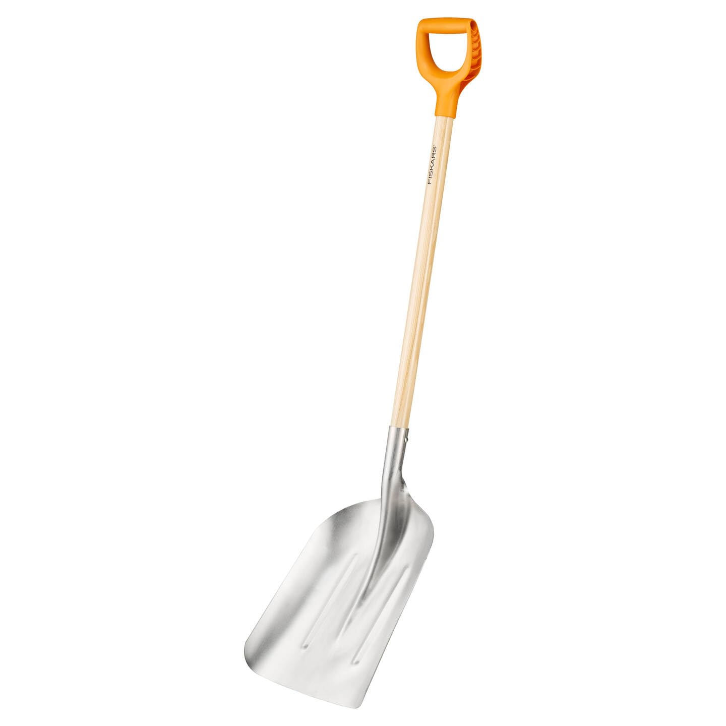 Fiskars Pelle à neige et à grain, Largeur: 31 cm, Tête en aluminium/​Manche en bouleau avec poignée en plastique, 1001637, Bois/​Orange/​Argent