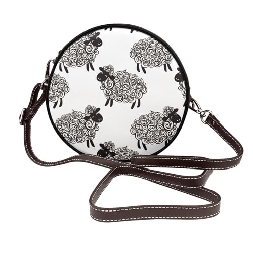 Hnnkloy Lindas ovejas,Bolso de hombro de piel sintética, bolso cruzado redondo - Bolso circular para mujer