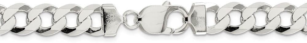 The Black Bow Men's 9.75mm Sterling Silver Solid Flat Curb Chain Necklace - Image 4