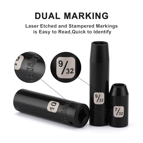 Mayouko 50PCS 1/4 Inch Drive Master Impact Socket Set,Metric/SAE,Deep/Shallow,6 Point,CR-V, 5/32 Inch - 9/16 Inch, 4mm - 15mm