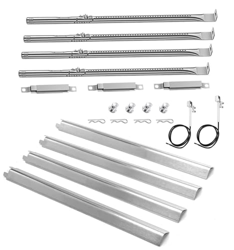 Image of Grill Replacement Parts for Charbroil Performance 4 Burner Gas Grill 463365021 463365522 463352521, 5 Burner 463450022, 2 Burner 463630021, Grill Burners Kit with Heat Plate, Crossover Tube, Igniter | Stainless Steel, with Crossover Tube, Igniter, Heavy Duty, Easy Install, Works Like New, Uniform Heating, Enjoy BBQ Time