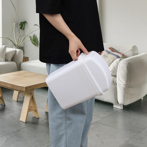 Image of 7 Liter Swing Lid Garbage Can, 1.8 Gallon Small Plastic Slim Trash Bin, White