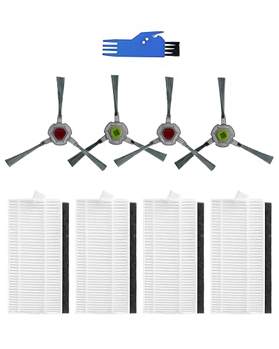 Replacement Parts Compatible for AIRROBO P20 Robot Vacuum Cleaner, Spare Accessories Kit include 4 Side Brushes and 4 HEPA Filters (8 PCS)