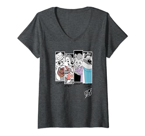 T-shirt col V Disney Chip 'n' Dale Rescue Rangers noir femme