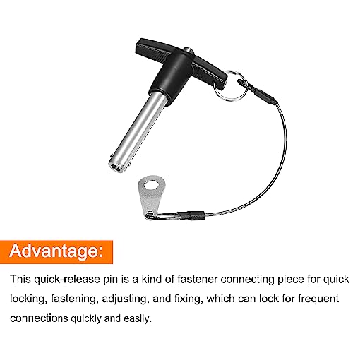 QUARKZMAN T Griff Kugelsperrbolzen 1 Stück 9.5mm Pin Durchm. 40mm Verwendung Länge T Griff Sicherungsstifte Edelstahl Druckschalter Schnellverschluss Stift mit Schlüsselband Kabel
