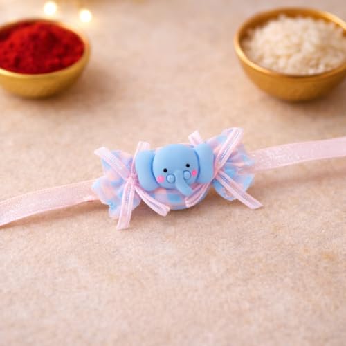 Image of CraftVatika Rakhi for Kids Brother, Rakhi Set of 1 for Brother Boys Kids, Cute Elephant Designer rakhis for Children Toddlers, Rakshabandhan Combo with Wishes Card Tilakk, Rakhies for Little Brother