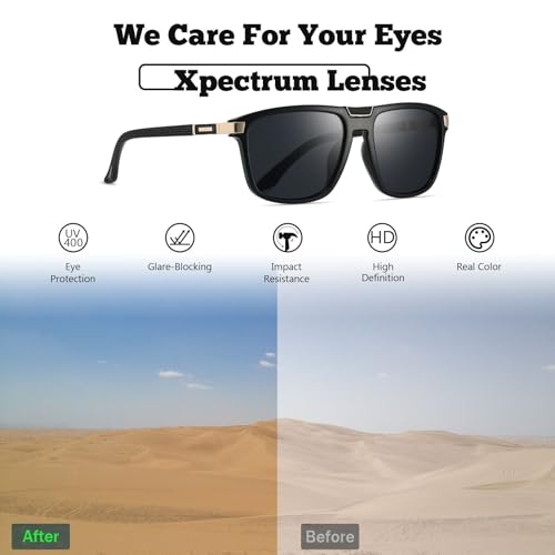 Image of Xpectrum Retro Rectangular Square Sunglasses for Men Women Vintage 70s 80s Mobster Gangster Style Rectangle Shades