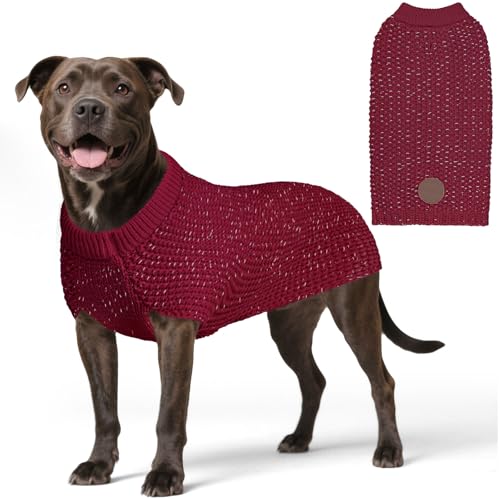 Image of KYEESE Reflective Yarn Dog Sweater for Small Medium Dog Thick Knit Pullover