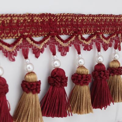 Dentelle de rideau, pompon de garniture de frange, ruban de garniture de pompon de frange perlée de 1 mètre pour rideaux, coupe de dentelle, décoration de rideau de maison, nappe de couture, bord de