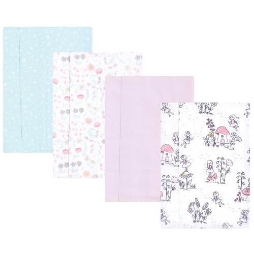 Image of Hudson Baby Unisex Baby Cotton Flannel Burp Cloths, Garden Fairies, One Size