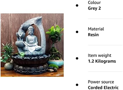 Buddha Tabletop Waterfall Fountain Meditation Relaxing Indoor Decoration, Zen Fountain for Home, Office, Bedroom Decoration(Grey 2)