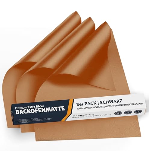 Ofeneinlagen für den Boden des Ofens – 3 Stück, große, robuste Matten, 41,3 x 58,4 cm, antihaftbeschichtet, wiederverwendbar, für Elektro-, Gas-, Toaster-Grills, BPA- und PFOA-freies Küchenzubehör, um