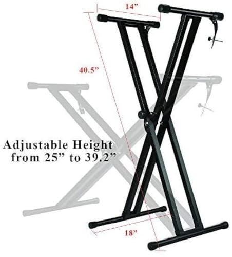Kadence Heavy-Duty, Double-X, Adjustable Piano Keyboard Stand with Locking Straps (NK13-3kg Dual Braced) (Image - 4)
