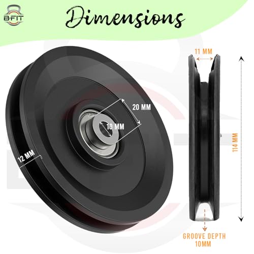 Image of B Fit ABS Plastic Gym Pulley with inbuilt Bearing and Bush- Heavy Duty Wheel Cable Gym Fitness Equipment Replacement 4 Pcs (115 MM-4 Pcs) | Gym Machine Attachment
