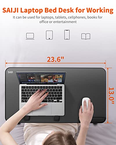 Laptop Desk For Bed, Saiji Lap Desks Bed Trays For Eating Writing, Adjustable Computer Laptop Stand, Foldable Lap Table In Sofa And Couch (23.6 X 13,Black) #TOP1