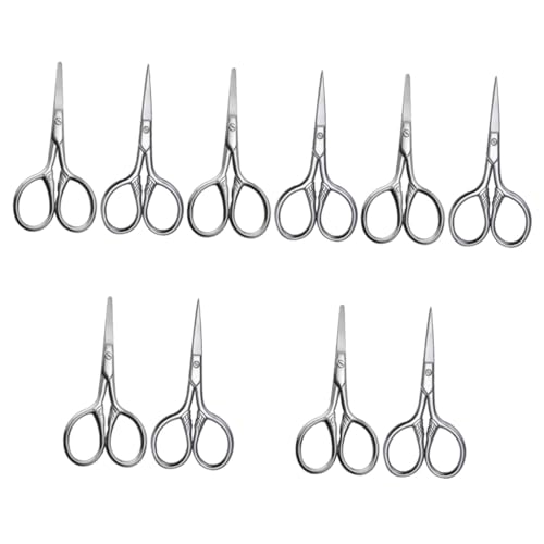 KAILIKETIY 5セット メンズ眉毛トリマー 切断 女性用眉毛はさみ 男性用鼻毛ハサミ ハサミのトリミング ヘアハサミ 鋏 眉はさみ グルーミングはさみ男性 ステンレス鋼 Silver 2個*5