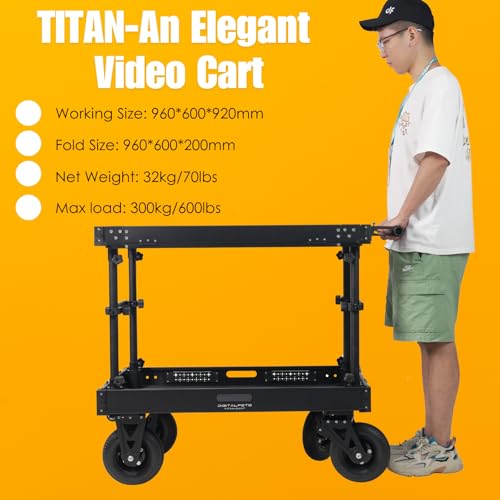 Image of DF DIGITALFOTO Video Production Camera Cart Workstations for Filmmaker /Director /Photographer /Studio /Stage,Stores & Carries Your Gear Safely, 660 LBS Payload-Include 2 Clamps,Cable Hooks,Holders