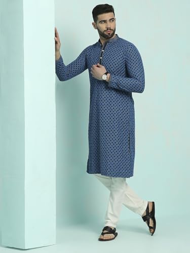 Image of Rajubhai Hargovindas Men's Chikankari Embroidered Cotton Kurta (Ches)