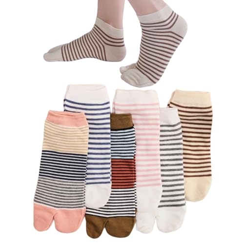 Stripes Two Toe Ankle Socks Wooden Clogs Flip Flop Soft Comfortable Cotton Casual Socks For Teen Girls