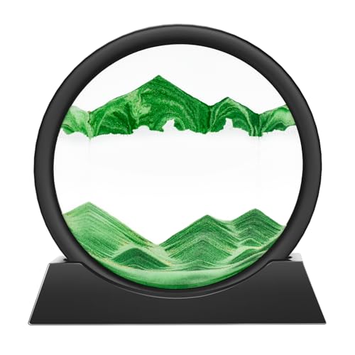 Tableau de sable mouvant 3D sablier vert 17,8 cm pour decoration de bureau