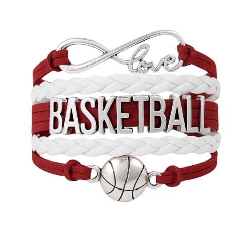 Infinity Collection - Adjustable Basketball & Infinity Charm Bracelet (Maroon & White) -...
