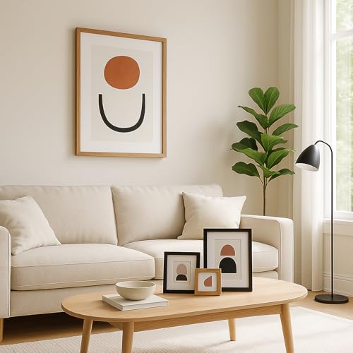 6x6 Oak Wood Picture Frame - Minimalist 6x6 Picture Frame, 6"x6" Frame Wood, Natural Solid Wooden Picture Frames for Wall Art Photo and Prints(3 Pack, Black)