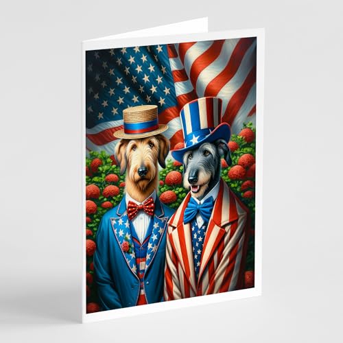 Caroline's Treasures All American Irish Wolfhound Greeting Cards Pack of 8 Blank Cards with Envelopes Whimsical A7 Size 5x7 Blank Note Cards