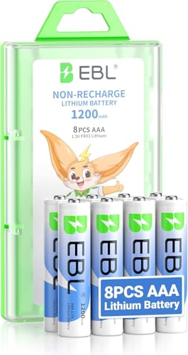 EBL Lithium Batteries AAA 8 Pack 1200mAh Non-Rechargeable High Performance 1.5V Triple A Battery for High-Tech Devices