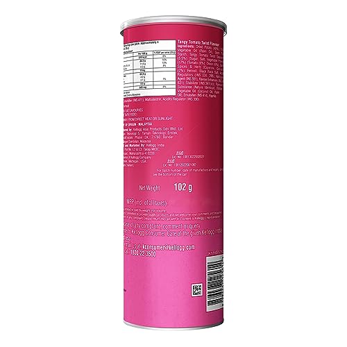 Image of Pringles Tangy Tomato Twist 102 Gram | Potato Chips | Tangy Tomato With A Twist Of Sweet & Spicy Salsa Flavour | Crispy Snack | Crunchy Snack Food For Movies, Games & More | On-The-Go Can - Tomato