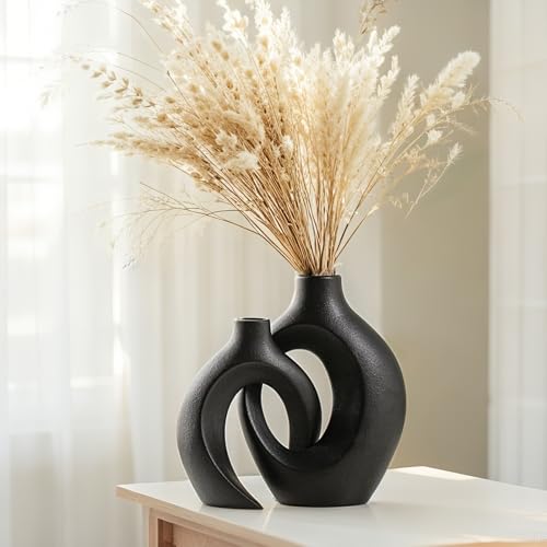 Set of 2 Hollow Ceramic Vases Modern Nordic Decorative Vase for Home Decor