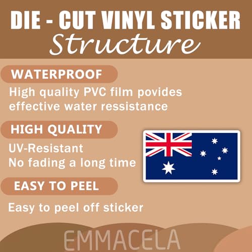 Image of (3PCS) Australia Flag stickers, Countries Flag Stickers - Waterproof Vinyl Decals For Laptops, Tumblers, Water Bottles, Books, Scrapbooks, Size 3 x 1.7 Inch