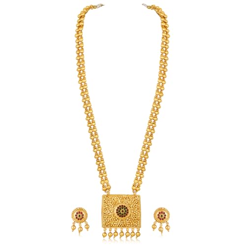 Image of Peora Gold Plated Bridal Jewellery Set with Kamarband Gift for Women Indian Traditional Ethnic Wedding