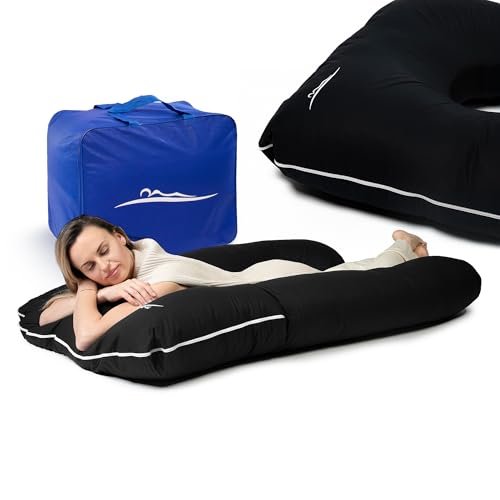 MKS Coussin de Grossesse pour Dormir 100x150 cm – Oreiller de Grossesse Ergonomique en U – Grand Support d’Allaitement – Accessoire maternité Lavable en Bambou Doux – (Coton/Noir)